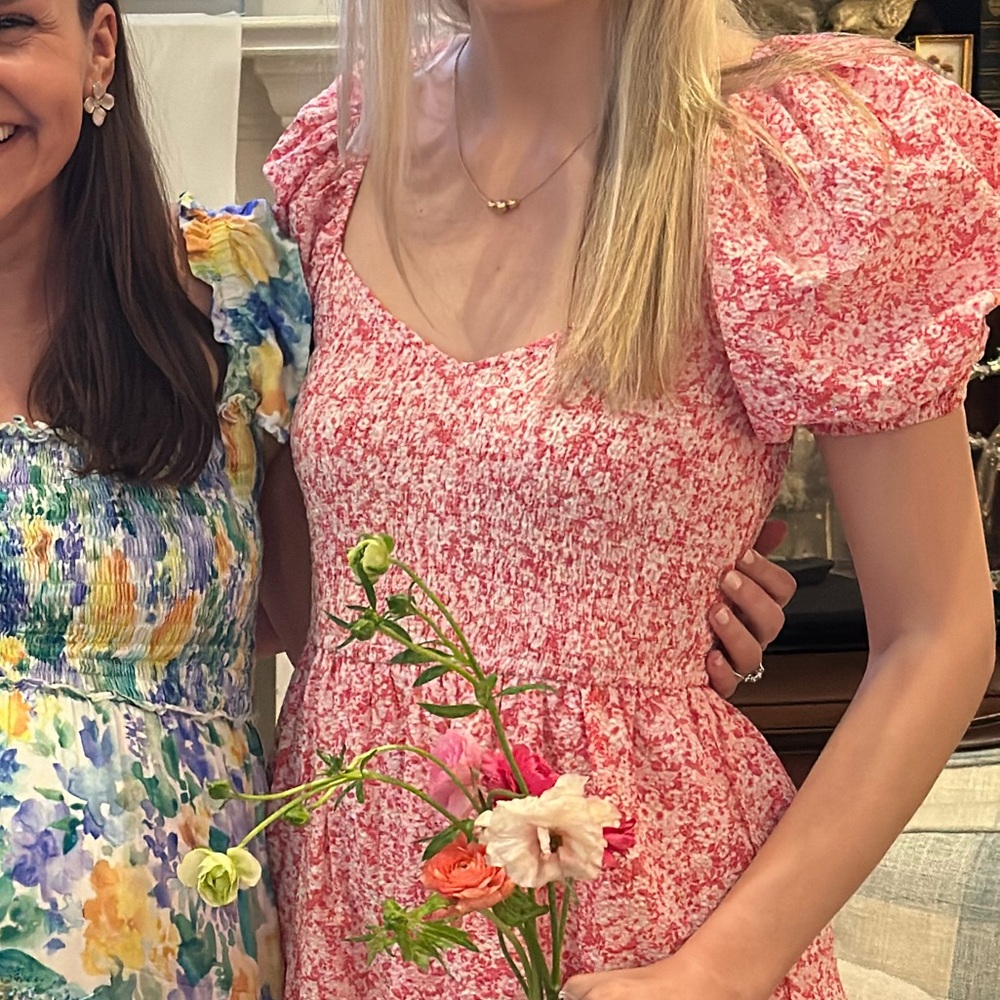 Moon River Pink Floral Midi Dress Size Small